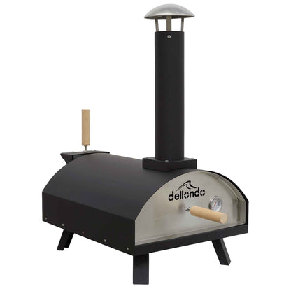 Wood-Fired 14" Pizza Oven and Smoking Oven - Portable, Black/Stainless Steel - DG10