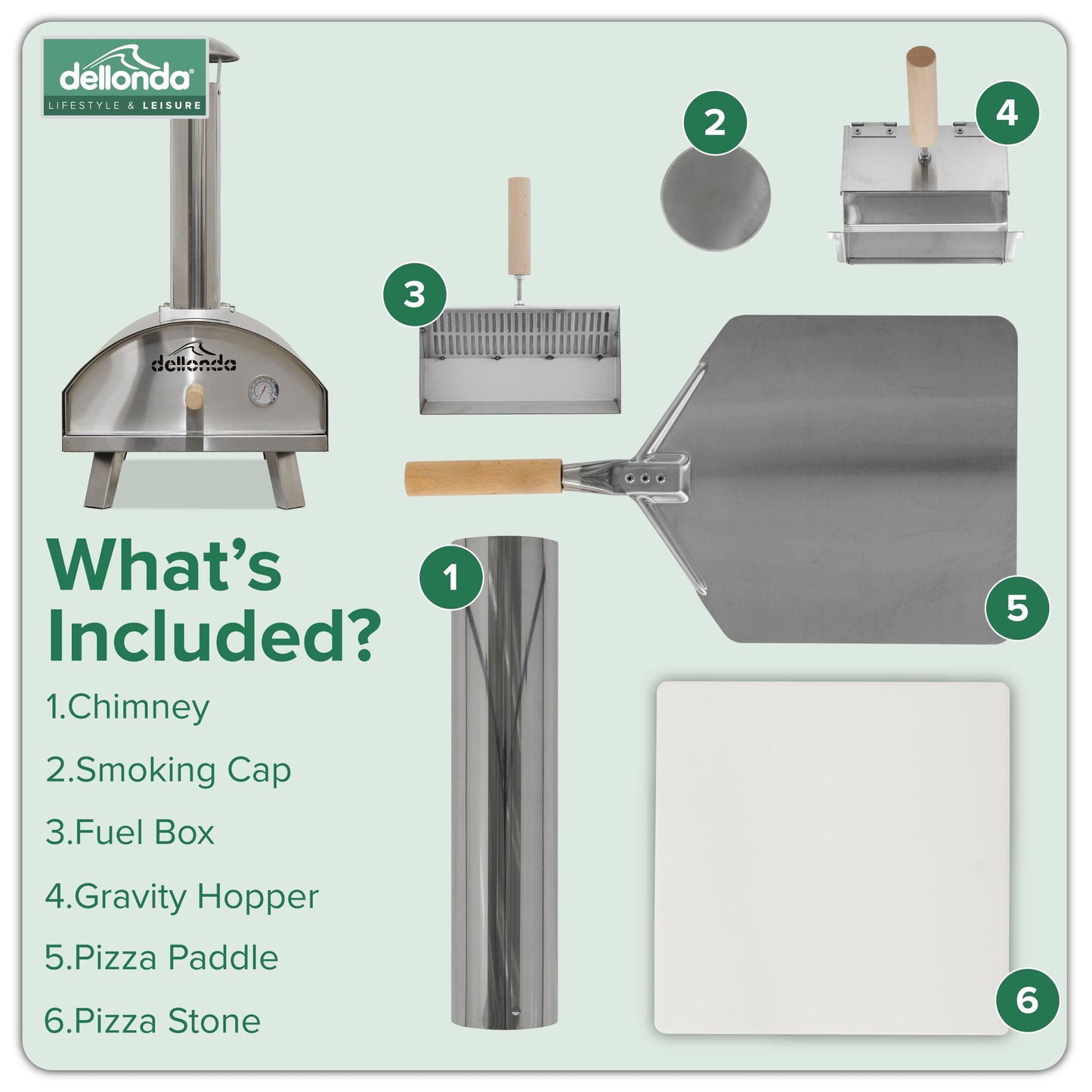 Wood-Fired Pizza Oven and Smoking Oven - Portable, Stainless Steel - DG11