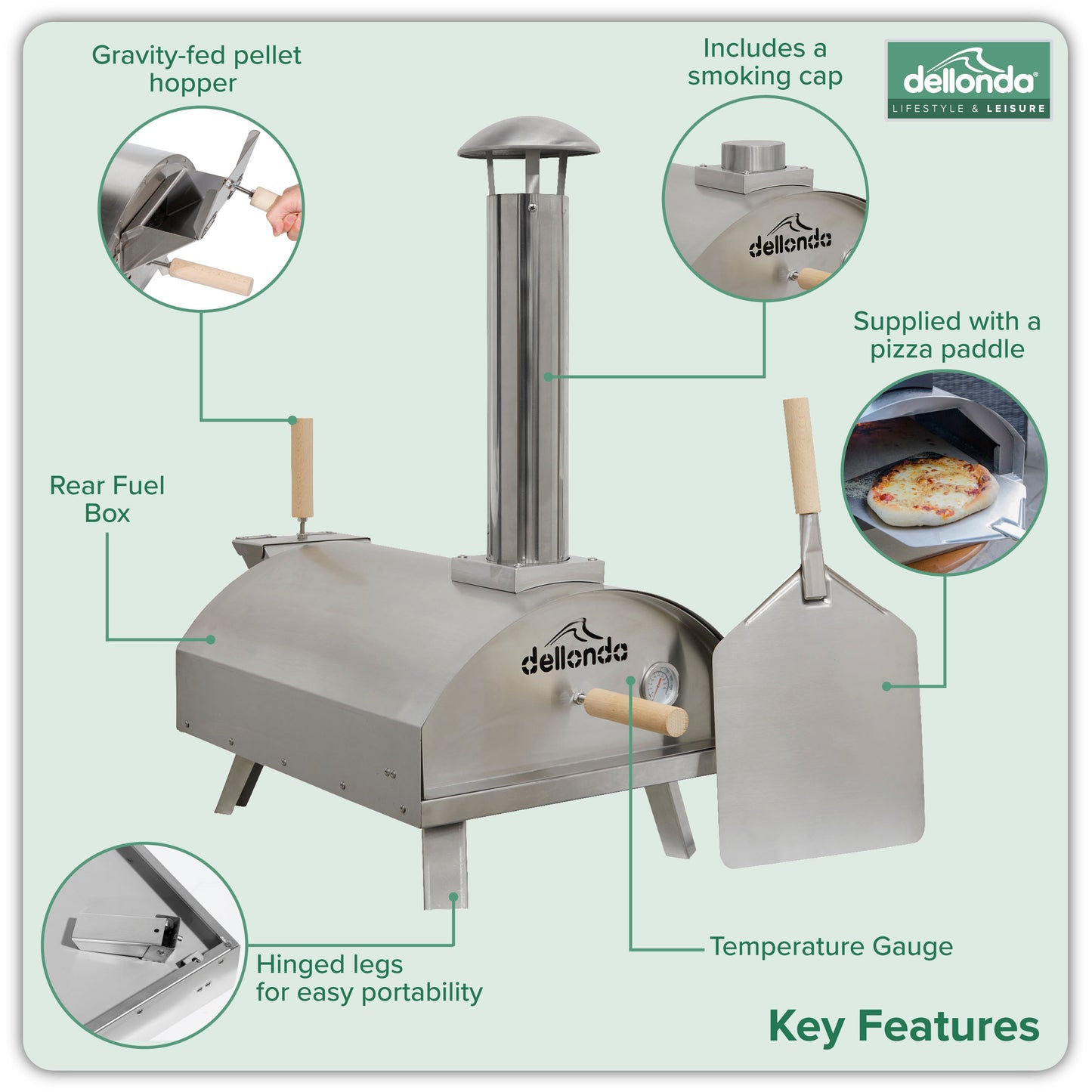 Wood-Fired Pizza Oven and Smoking Oven - Portable, Stainless Steel - DG11