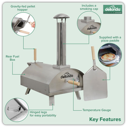 Wood-Fired Pizza Oven and Smoking Oven - Portable, Stainless Steel - DG11