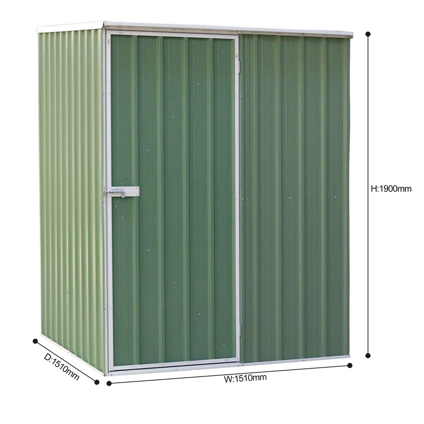Galvanised Steel Metal Garden/Outdoor/Storage Shed, 5FT x 5FT, Pent Style Roof – Green - DG114