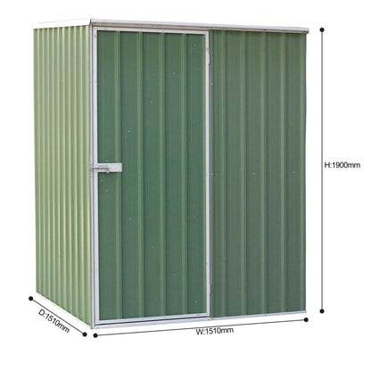 Galvanised Steel Metal Garden/Outdoor/Storage Shed, 5FT x 5FT, Pent Style Roof – Green - DG114