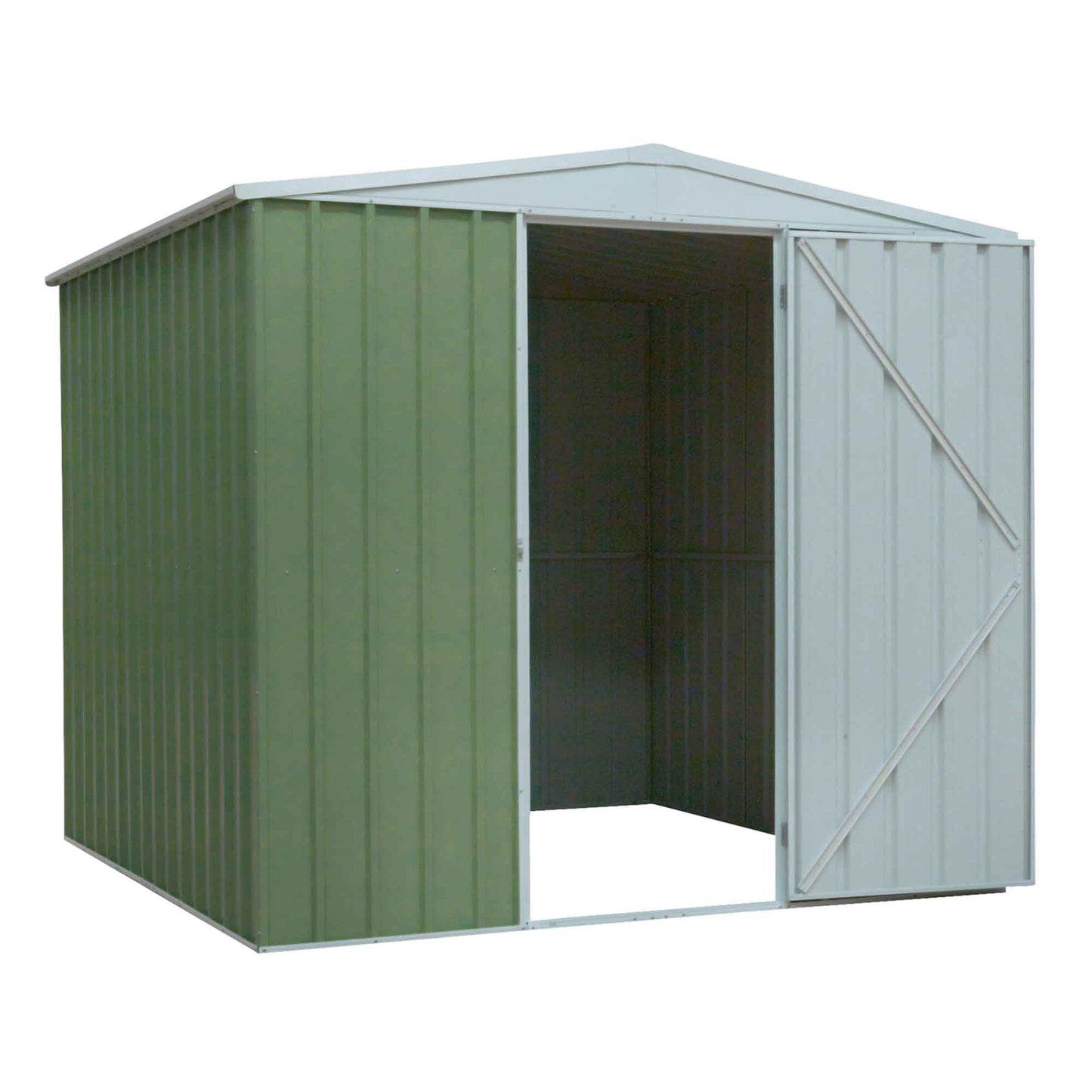 Galvanised Steel Metal Garden/Outdoor/Storage Shed, 7.5FT x 7.5FT, Apex Style Roof - Green - DG115