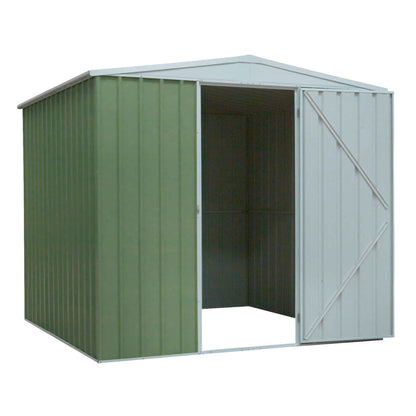 Galvanised Steel Metal Garden/Outdoor/Storage Shed, 7.5FT x 7.5FT, Apex Style Roof - Green - DG115