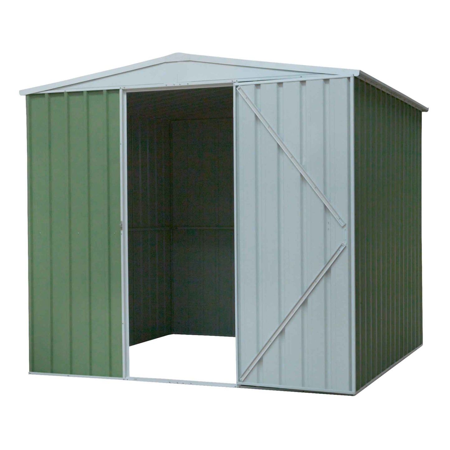 Galvanised Steel Metal Garden/Outdoor/Storage Shed, 7.5FT x 7.5FT, Apex Style Roof - Green - DG115