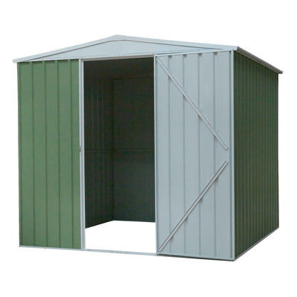 Galvanised Steel Metal Garden/Outdoor/Storage Shed, 7.5FT x 7.5FT, Apex Style Roof - Green - DG115