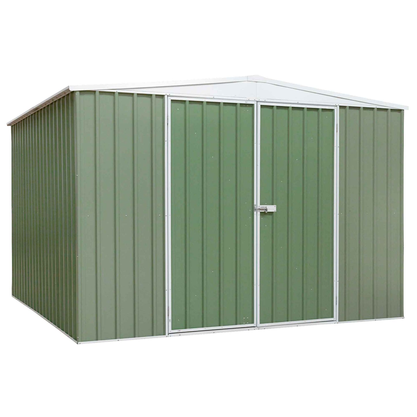 Galvanised Steel Metal Garden/Outdoor/Storage Shed, 10FT x 10FT, Apex Style Roof - Green - DG116