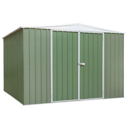 Galvanised Steel Metal Garden/Outdoor/Storage Shed, 10FT x 10FT, Apex Style Roof - Green - DG116
