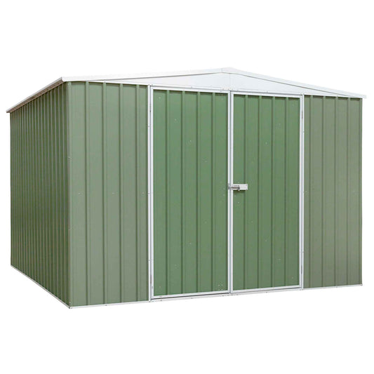 Galvanised Steel Metal Garden/Outdoor/Storage Shed, 10FT x 10FT, Apex Style Roof - Green - DG116