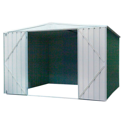 Galvanised Steel Metal Garden/Outdoor/Storage Shed, 10FT x 10FT, Apex Style Roof - Green - DG116
