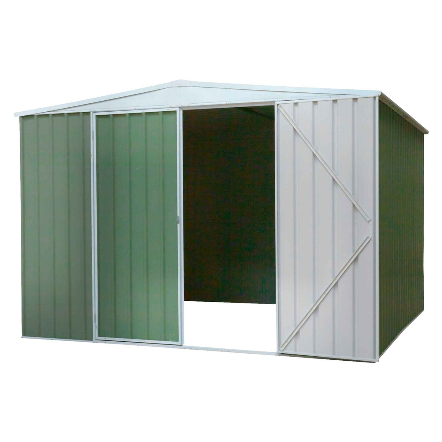 Galvanised Steel Metal Garden/Outdoor/Storage Shed, 10FT x 10FT, Apex Style Roof - Green - DG116