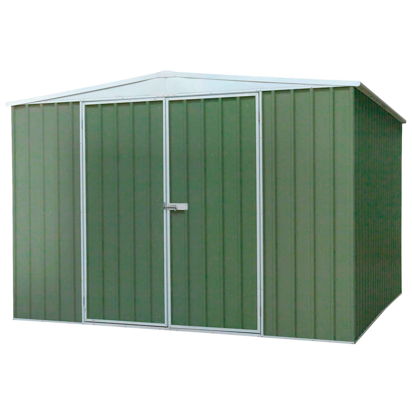 Galvanised Steel Metal Garden/Outdoor/Storage Shed, 10FT x 10FT, Apex Style Roof - Green - DG116