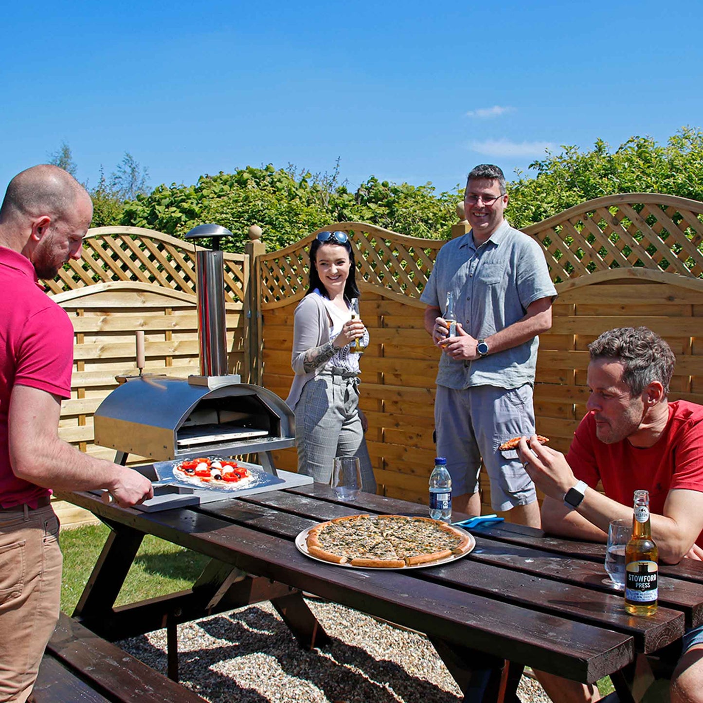 Wood-Fired 14" Pizza Oven and Smoking Oven with Pizza Peel & Cover - Portable, Stainless Steel - DG219