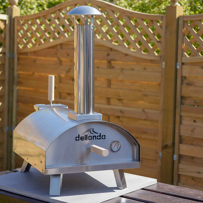 Wood-Fired 14" Pizza Oven and Smoking Oven with Pizza Peel & Cover - Portable, Stainless Steel - DG219