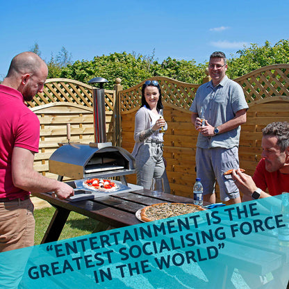 Wood-Fired 14" Pizza Oven and Smoking Oven with Pizza Peel & Cover - Portable, Stainless Steel - DG219