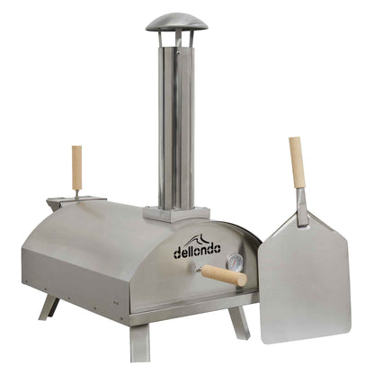 Wood-Fired 14" Pizza Oven and Smoking Oven with Pizza Peel & Cover - Portable, Stainless Steel - DG219