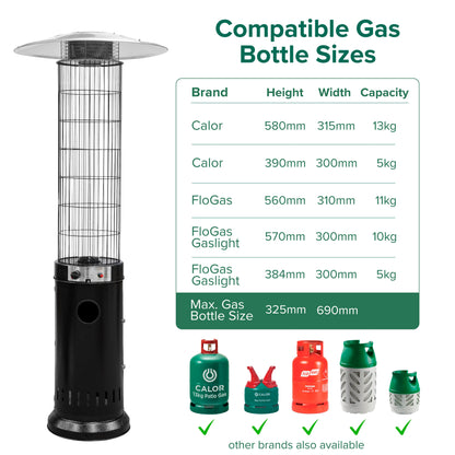 Freestanding Gas Patio Heater 13kW, Black - DG124