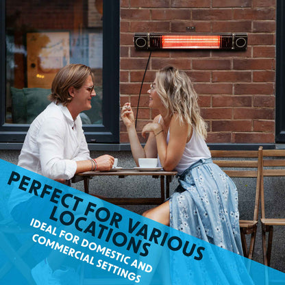 Infrared Outdoor 2000W Patio Heater with Wireless Speakers, Black - IPX5 Rated - DG125