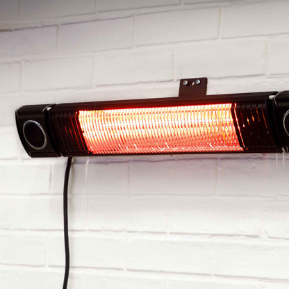 Infrared Outdoor 2000W Patio Heater with Wireless Speakers, Black - IPX5 Rated - DG125