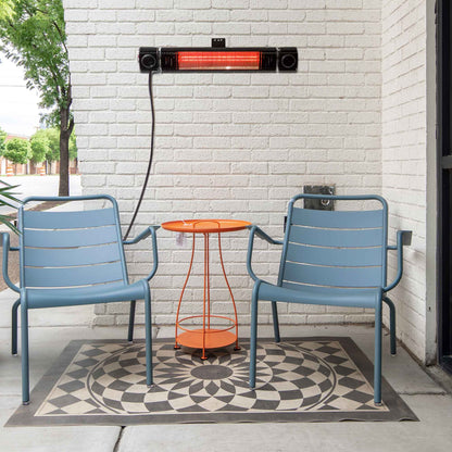 Infrared Outdoor 2000W Patio Heater with Wireless Speakers, Black - IPX5 Rated - DG125