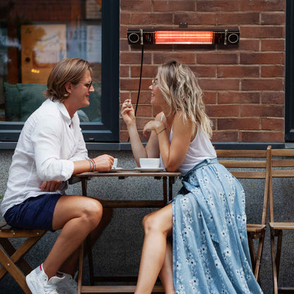 Infrared Outdoor 2000W Patio Heater with Wireless Speakers, Black - IPX5 Rated - DG125