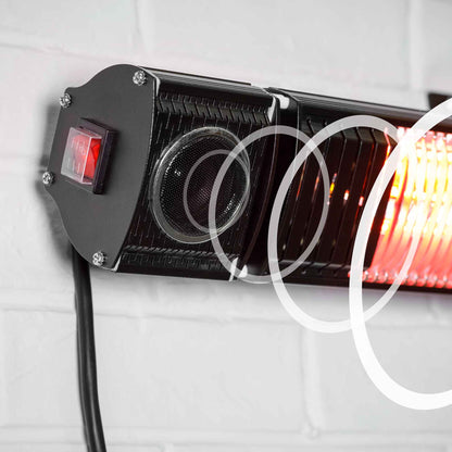 Infrared Outdoor 2000W Patio Heater with Wireless Speakers, Black - IPX5 Rated - DG125