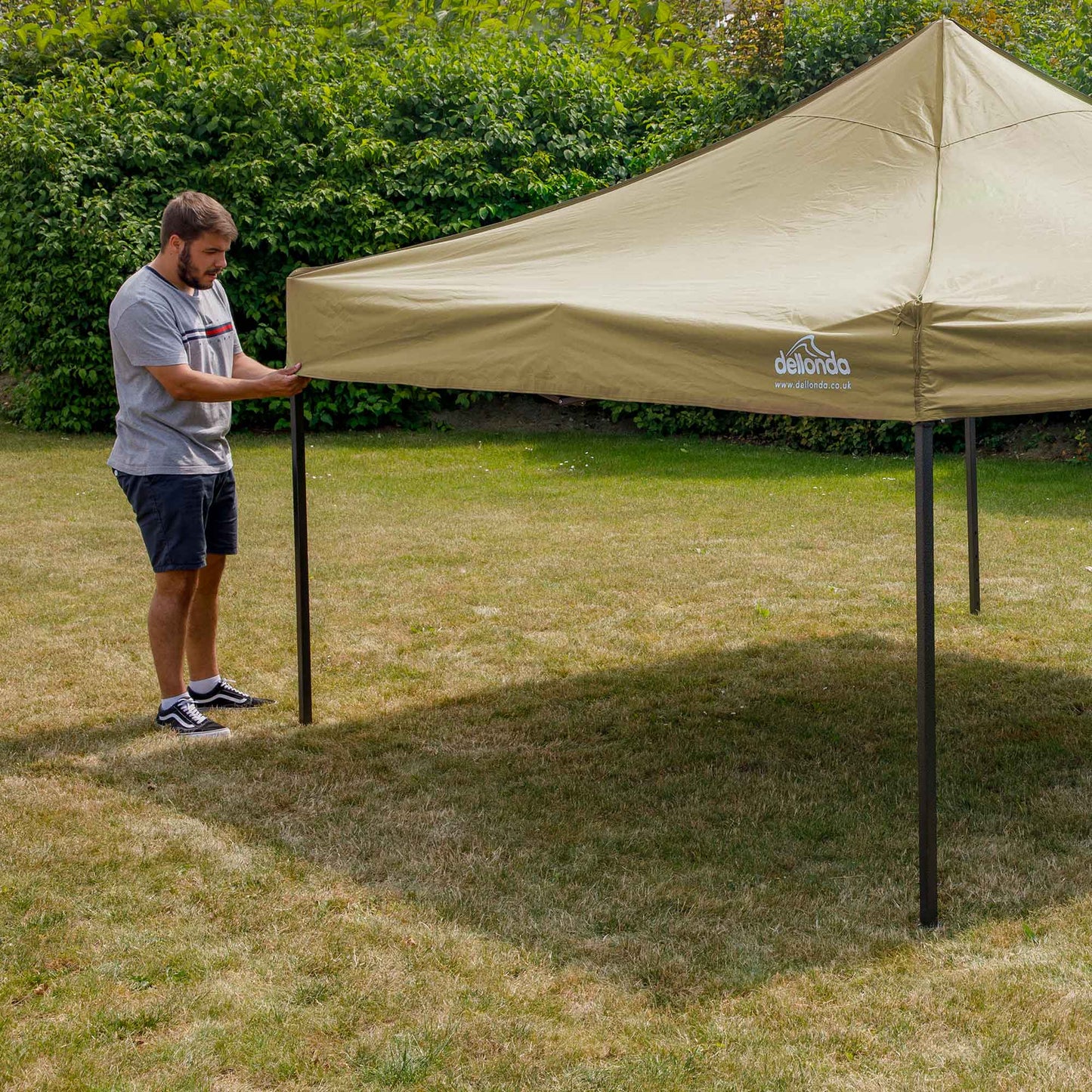 Premium 2x2m Pop-Up Gazebo & Side Walls, Water Resistant with Carry Bag, Stakes & Weight Bags - Beige - DG160