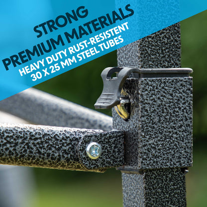 Premium 3x4.5m Pop-Up Gazebo & Side Walls, Water Resistant, Carry Bag, Stakes & Weight Bags - Blue - DG169