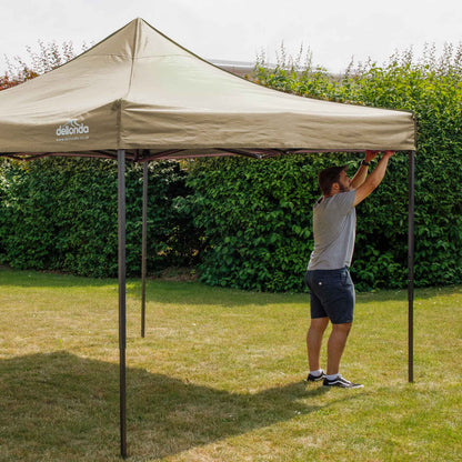 Premium 2x2m Pop-Up Gazebo & Side Walls, Water Resistant with Carry Bag, Stakes & Weight Bags - Beige - DG160