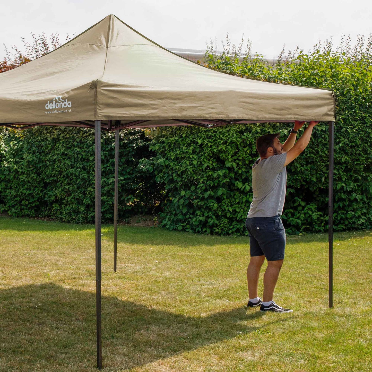 Premium 3x3m Pop-Up Gazebo & Side Walls, Water Resistant, Carry Bag, Stakes & Weight Bags - Beige - DG164