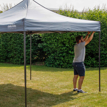Premium 2x2m Pop-Up Gazebo & Side Walls, Water Resistant with Carry Bag, Stakes & Weight Bags - Grey - DG163