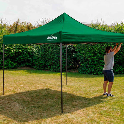 Premium 3x3m Pop-Up Gazebo, Water Resistant, Carry Bag, Stakes & Weight Bags - Dark Green - DG132