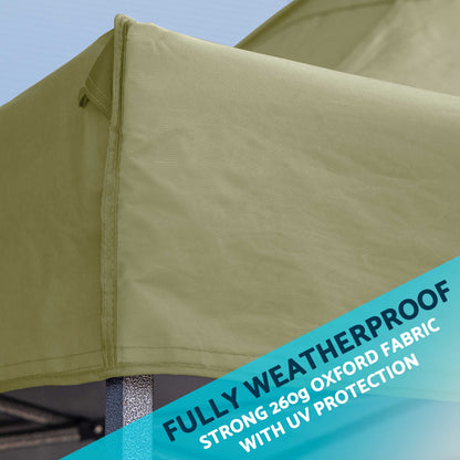 Premium 3 x 4.5m Pop-Up Gazebo, Water Resistant, Carry Bag, Stakes & Weight Bags - Beige - DG134