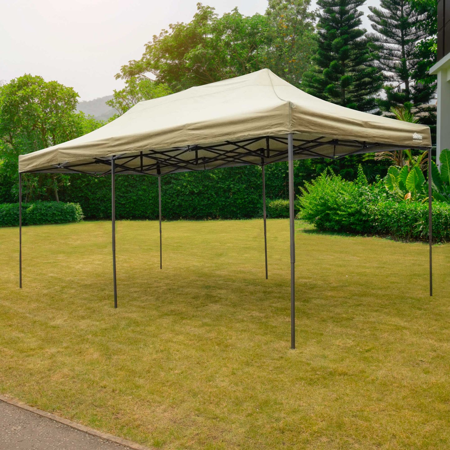 Premium 3x6m Pop-Up Gazebo, Water Resistant, Carry Bag, Stakes & Weight Bags - Beige - DG138