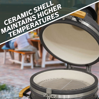 Deluxe Kamado BBQ Grill, Oven, Smoker, Ceramic 16"(40cm) - DG158