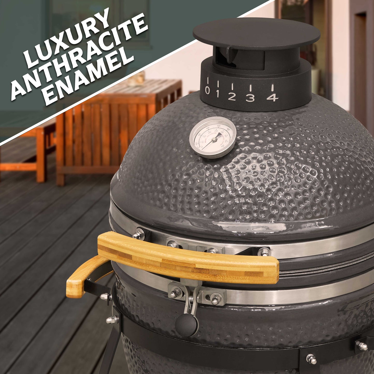 Deluxe Ceramic Kamado Style BBQ Grill/Oven/Smoker, 16"(40cm) - DG235