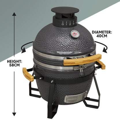Deluxe Kamado BBQ Grill, Oven, Smoker, Ceramic 16"(40cm) - DG158