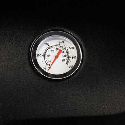 4 Burner Gas BBQ Grill with Piezo Ignition, Built-In Thermometer, Black/Stainless Steel - DG15