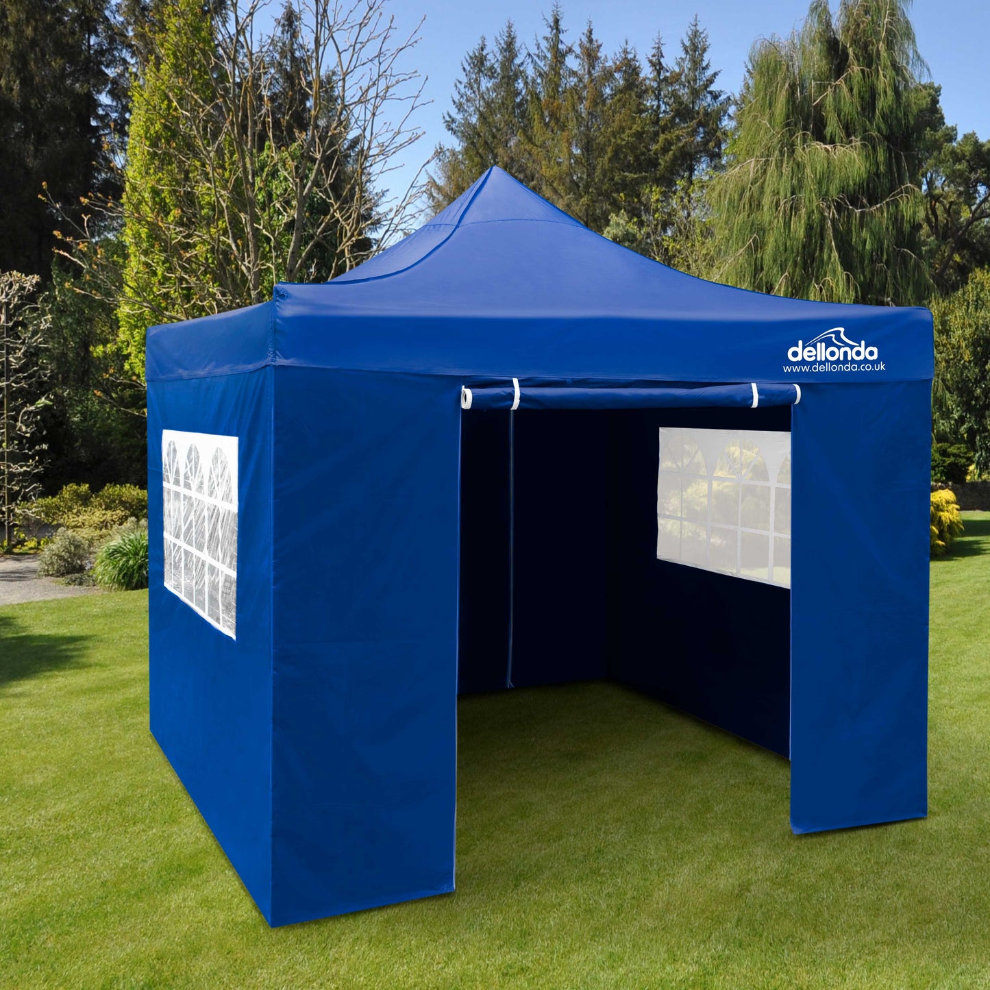 Premium 2x2m Pop-Up Gazebo & Side Walls, Water Resistant with Carry Bag, Stakes & Weight Bags - Blue - DG161