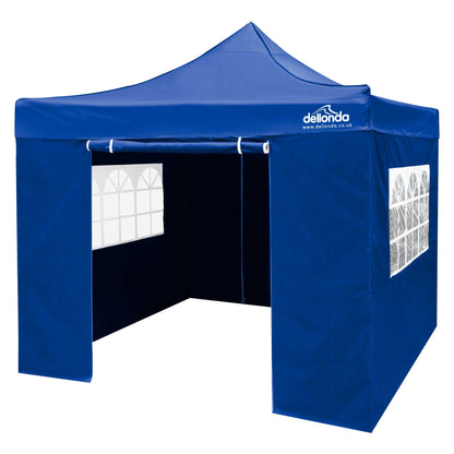 Premium 2x2m Pop-Up Gazebo & Side Walls, Water Resistant with Carry Bag, Stakes & Weight Bags - Blue - DG161