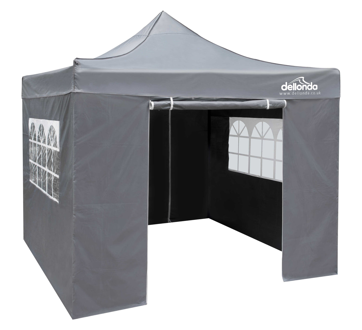 Premium 2x2m Pop-Up Gazebo & Side Walls, Water Resistant with Carry Bag, Stakes & Weight Bags - Grey - DG163