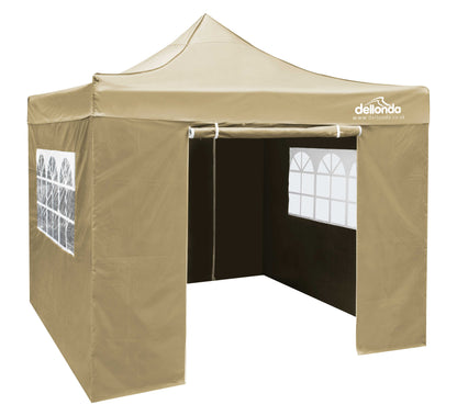 Premium 3x3m Pop-Up Gazebo & Side Walls, Water Resistant, Carry Bag, Stakes & Weight Bags - Beige - DG164