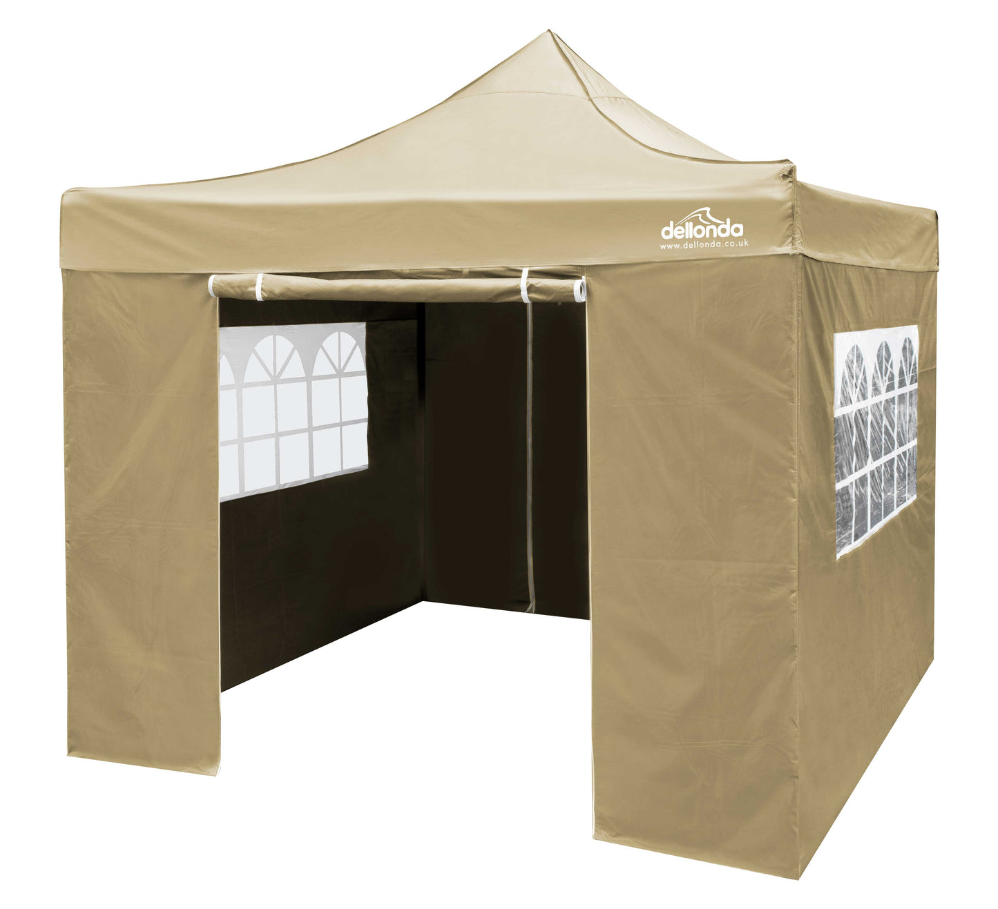 Premium 3x3m Pop-Up Gazebo & Side Walls, Water Resistant, Carry Bag, Stakes & Weight Bags - Beige - DG164