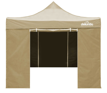 Premium 3x3m Pop-Up Gazebo & Side Walls, Water Resistant, Carry Bag, Stakes & Weight Bags - Beige - DG164