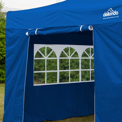 Premium 3x3m Pop-Up Gazebo & Side Walls, Water Resistant with Carry Bag, Stakes & Weight Bags - Blue - DG165