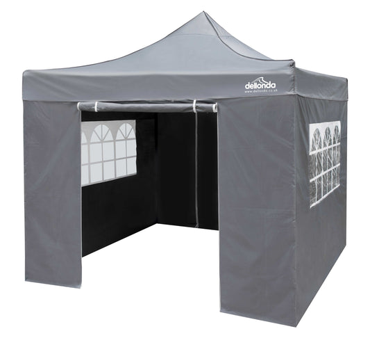 Premium 3x3m Pop-Up Gazebo & Side Walls, Water Resistant with Carry Bag, Rope, Stakes & Weight Bags - Grey - DG167