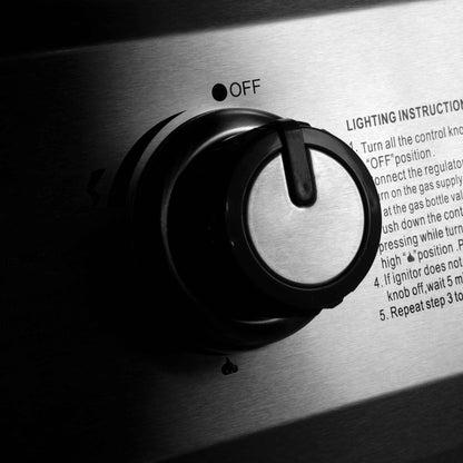 3 Burner Deluxe Gas BBQ Grill with Piezo Ignition, Stainless Steel - DG16