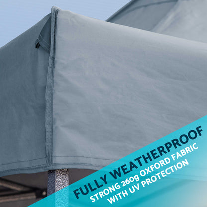 Premium 3x4.5m Pop-Up Gazebo & Side Walls, Water Resistant, Carry Bag, Stakes & Weight Bags - Grey - DG171