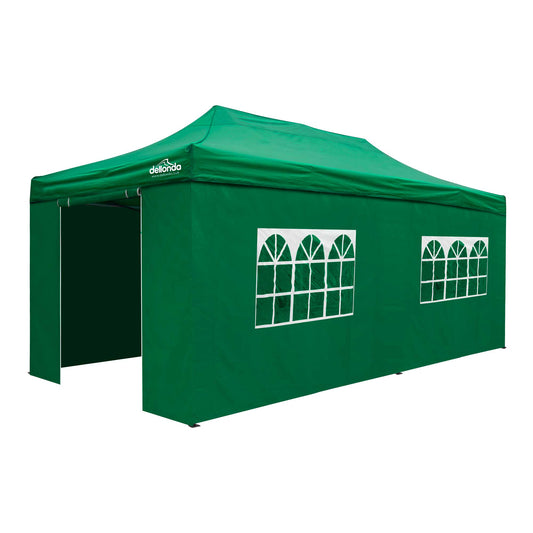 Premium 3x6m Pop-Up Gazebo & Side Walls, Water Resistant, Carry Bag, Stakes & Weight Bags - Green - DG174