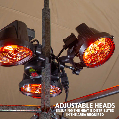 Folding Parasol/Gazebo/Patio Outdoor Infrared Heater, Three Panels - 1350W - DG177